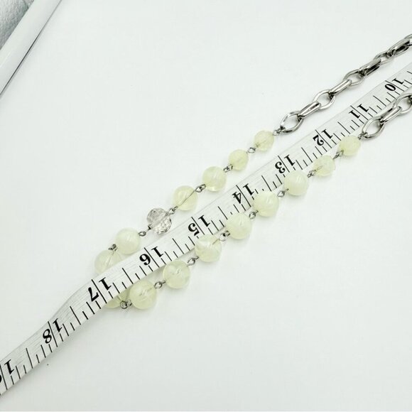 Loft Ann Taylor Silver Tone and Cream Acrylic Beaded Long Necklace - Picture 8 of 8